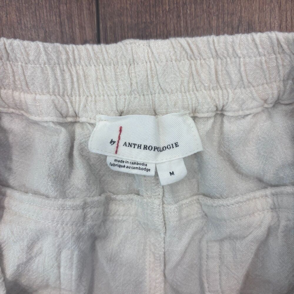 Anthropologie Ivory Cargo Pants Linen Blend Jogger Convertible Cinch Cream Sz M - Picture 3 of 9
